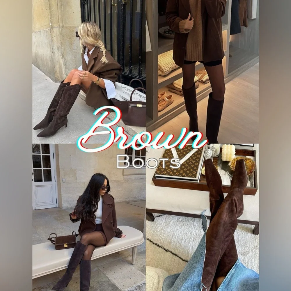 Brown Kitten Heel Knee-High Faux Suede Boots from Scoop - NWT sz9 - Picture 2 of 7